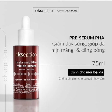 Pre-Serum Hyaluronic 2% PHA 5% Ekseption Giảm Nếp Nhăn, Thu Nhỏ Lỗ Chân Lông Và Căng Bóng 75ml