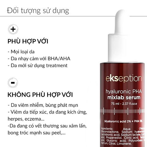 Pre-Serum Hyaluronic 2% PHA 5% Ekseption Giảm Nếp Nhăn, Thu Nhỏ Lỗ Chân Lông Và Căng Bóng 75ml