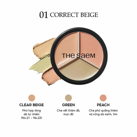 Che Khuyết Điểm Triệc Sắc The Saem Cover Perfection Triple Pot Concealer