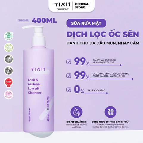 Sữa Rửa Mặt Tiam Ốc Sên Làm Dịu & Phục Hồi Da