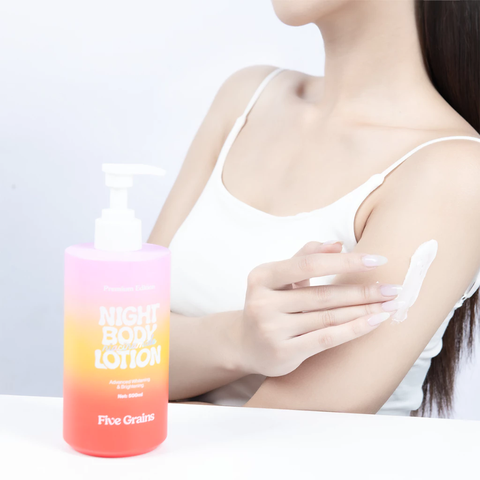 Kem Dưỡng Body Cao Cấp Five Grains Dưỡng Trắng Da Niacinamide, Alpha-Arbutin Ban Đêm Bản Nâng Cấp 500ml
