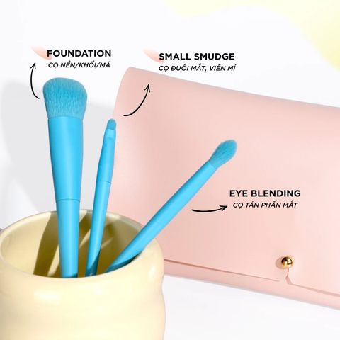 Bộ Cọ Cá Nhân 10 Cây & Ví Hồng Vacosi Candy Puffy Brush Set - BC34