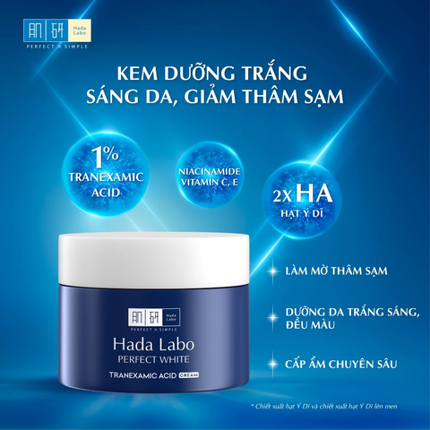 Kem Dưỡng Hada Labo Perfect White T.X.A Cream Sáng Da Chuyên Sâu, Giảm Thâm Sạm 50g