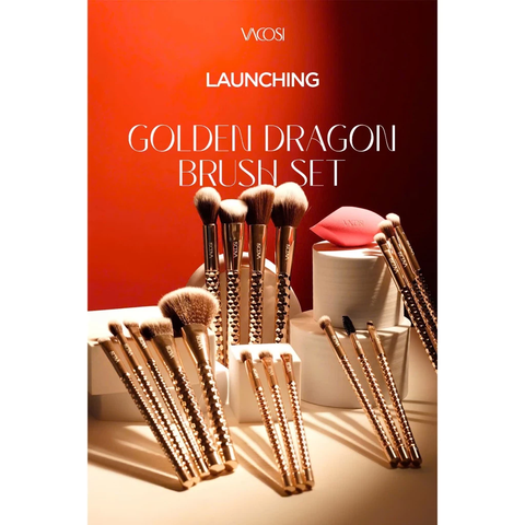 Bộ Kit 4 Cọ Và 1 Bông Phấn Vacosi, Phiên Bản Golden Dragon