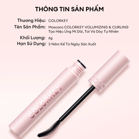 Mascara Colorkey Hỗ Trợ Giúp Cong Và Dày Mi, Lâu Trôi, Chống Nước 6g