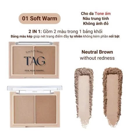Bảng Phấn Tạo Khối Đa Năng Mịn Lì Lâu Trôi TAG Dual Multi Shading 9.4g