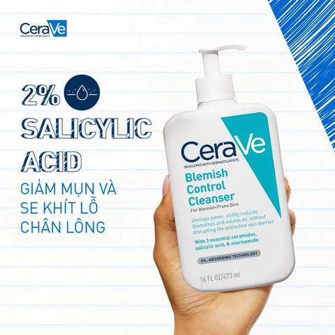 Sữa Rửa Mặt Cerave Cho Da Dầu Mụn Blemish Control Cleanser