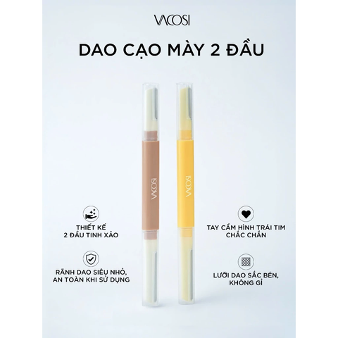Set 2 Dao Cạo Mày 2 Đầu Vacosi Vàng Nâu DC17