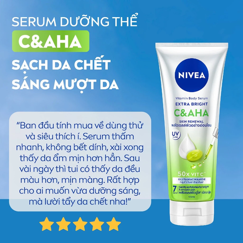 Serum Dưỡng Thể Nivea C & AHA Dưỡng Sáng & Sạch Da Chết 300ml