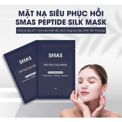 Hộp 10 Mặt Nạ SMAS Peptide Silk Mask Dưỡng Và Phục Hồi Da 25g x 10 Miếng