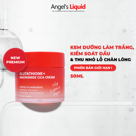 Kem Làm Trắng, Kiểm Soát Dầu, Nhỏ Lỗ Chân Lông Angel's Liquid Glutathione Plus Niacinamide Cica Cream 50ml