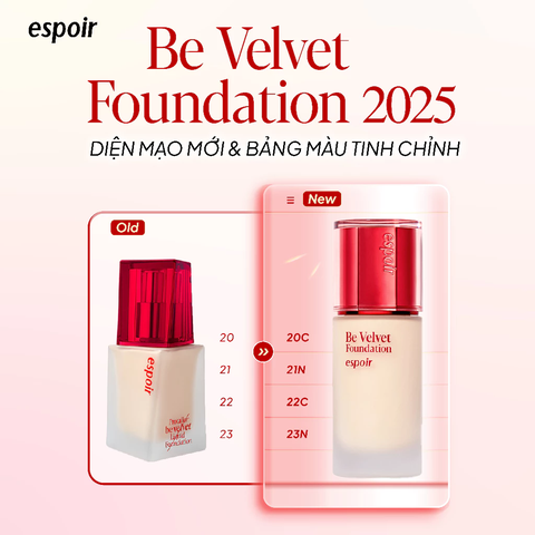 Kem Nền Che Phủ Bền Màu Espoir Be Velvet Foundation 2025 SPF22 PA++ 30g