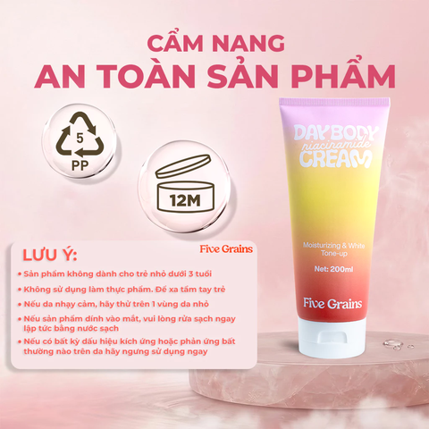 Kem Dưỡng Cao Cấp Five Grains Trắng Da Niacinamide, Alpha-Arbutin Nâng Tone Ban Ngày 200ml