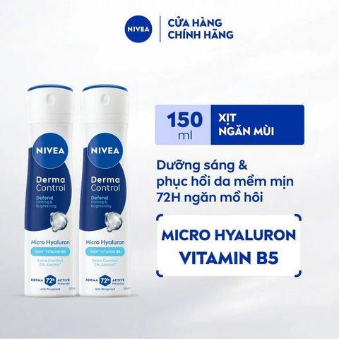 Xịt Ngăn Mùi Nivea Derma Control Defend Dưỡng Sáng & Phục Hồi 150ml