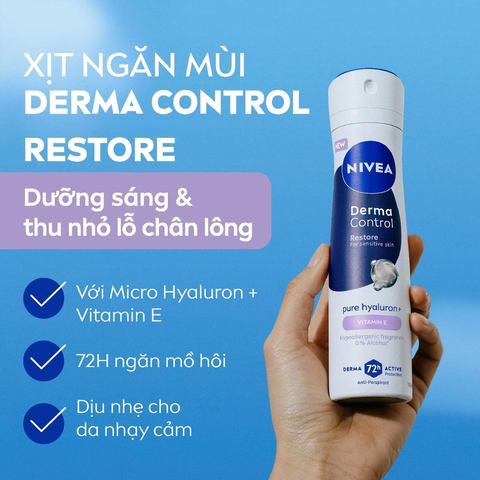 Xịt Ngăn Mùi Nivea Derma Control Defend Dưỡng Sáng & Phục Hồi 150ml