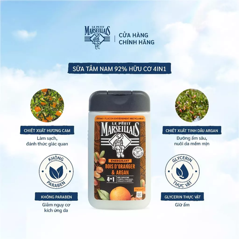 Gel Tắm Hữu Cơ Le Petit Marseillais 98% Thiên Nhiên 250ml