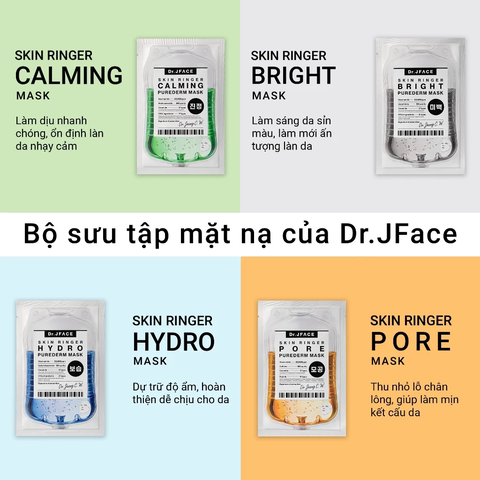 Hộp 10 Miếng Mặt Nạ Giấy Dr.Jface Skin Ringer Purederm Mask 27ml x 10 Miếng