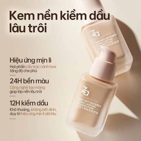 Kem Nền Za Kiềm Dầu Mỏng Nhẹ Instant Invisible Oil Control Foundation 25ml