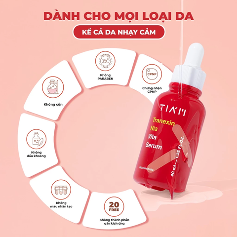 Serum Tiam Tranexin Nia Vita  Dưỡng Trắng, Mờ Thâm Nám Dành Cho Mọi Loại Da 30ml