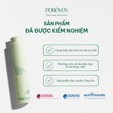 Kem Dưỡng Ẩm PORÊVES Phục Hồi Cho Da Nhạy Cảm Cica Barrier Essential Cream 50ml
