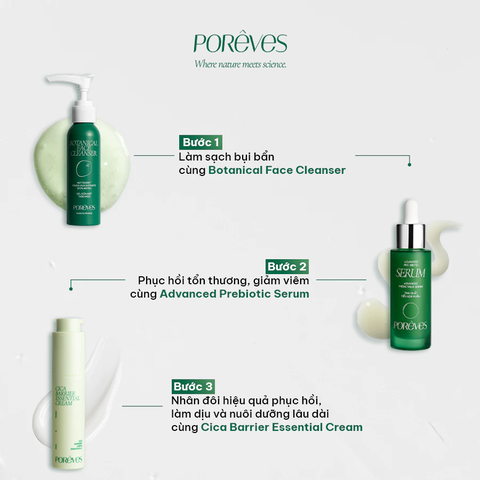 Kem Dưỡng Ẩm PORÊVES Phục Hồi Cho Da Nhạy Cảm Cica Barrier Essential Cream 50ml