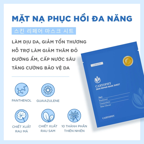 Mặt Nạ Caryophy Skin Repair Mask Sheet Hỗ Trợ Phục Hồi Đa Năng 25g