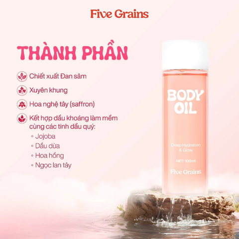 Dầu Dưỡng Thể Five Grains Body Oil Dưỡng Ẩm, Tăng Cường Dưỡng Sáng Da 100ml