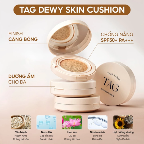 Phấn Nước Căng Bóng Mịn Mướt Chống Nắng SPF 50+ PA+++ TAG Dewy Skin Cushion 15g
