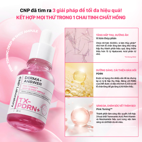 Tinh Chất Vi Kim Dưỡng Sáng Hồng Da CNP Derma Answer Pink Toning Deep-In Shot Ampoule