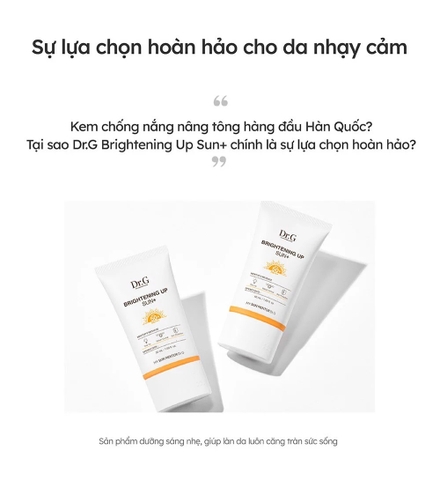 Kem Chống Nắng Nâng Tông Dr.G Hỗ Trợ Kiềm Dầu Brightening Up Sun+ SPF50+ PA+++