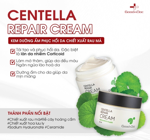 Kem Dưỡng GoodnDoc Centella Repair Cream Rau Má Dưỡng Ẩm Phục Hồi Da 50ml