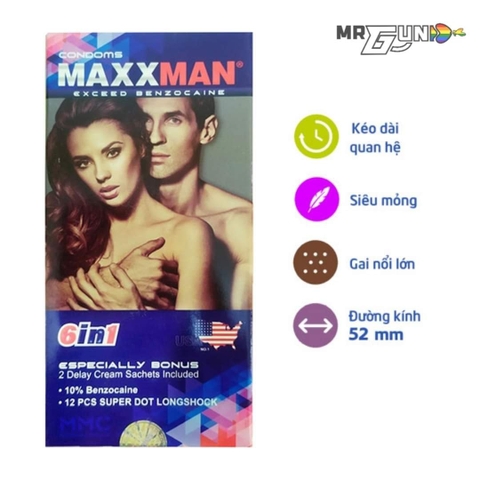 Bao cao su MAXXMAN 6in1 - Kéo dài quan hệ - Hộp 12 cái