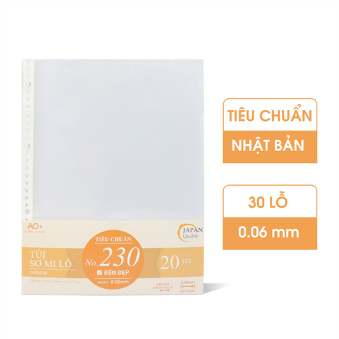 Bìa Lỗ (Túi Sơ Mi Lỗ) Tiêu Chuẩn PA230