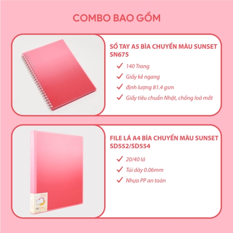[Combo Sunset 1] Sổ tay A5 + Bìa lá A4