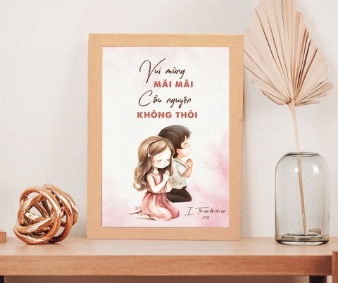 Tranh Câu Gốc Thiếu Nhi Để Bàn A5 Khung Nhựa Giả Gỗ Phong Cách Bắc Âu