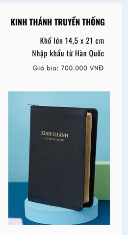 [Mạ vàng- Có khoá kéo] Kinh thánh 1925 khổ lớn 14,5x21Cm nhập khẩu Hàn Quốc