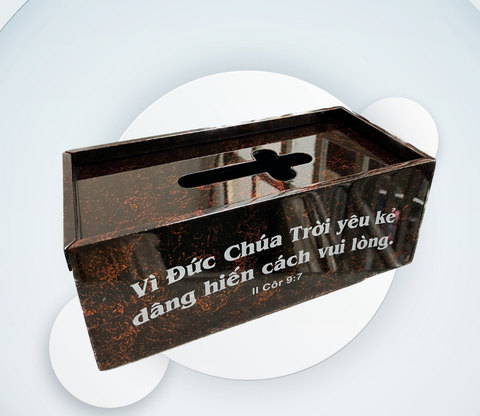 Hộp Dâng Hiến Sơn Mài 25x12x11Cm (Dài x Rộng x Cao) vì Đức Chúa Trời yêu mến người dâng hiến một cách vui lòng