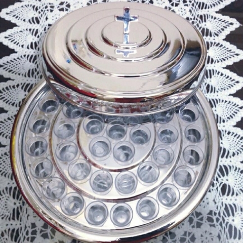 [Mạ Bạc] Mâm tiệc thánh Nhôm kèm 42 Ly nhựa loại 1