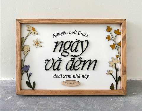 [Faith works] Tranh gỗ Câu gốc Nguyện mắt Chúa... II Sử Ký 6:20 20x30Cm