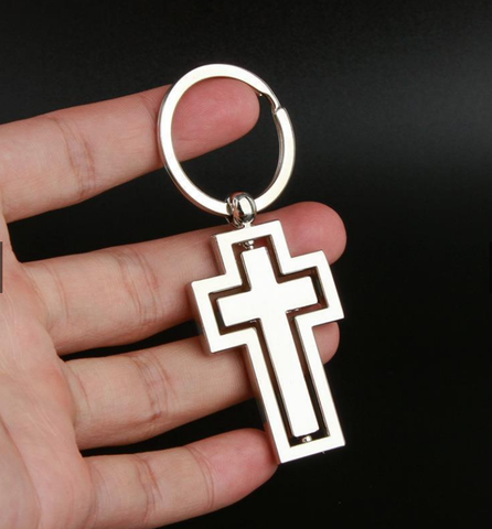 Móc khóa Thập Tự Giá Hợp Kim Bạc (xoay 360 độ rất chill)