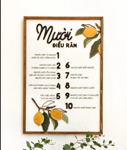 Tranh gỗ Câu gốc Mười điều răn Lemon - 30*40cm