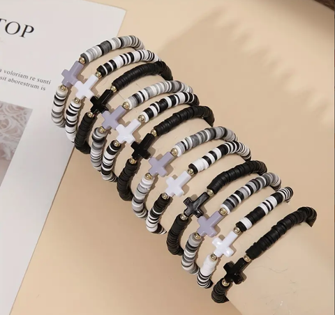 01 Vòng Tay Đất Sét Đen Trắng Cổ Điển