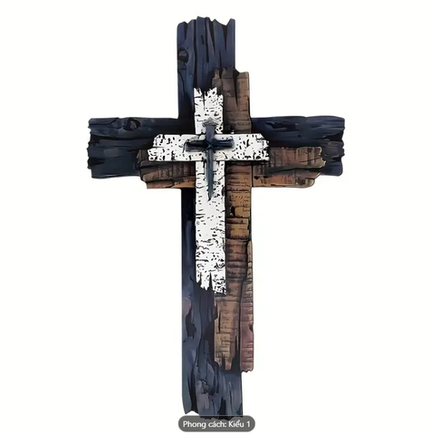 Thập tự giá gỗ ép dán tường cổ điển 22x34Cm