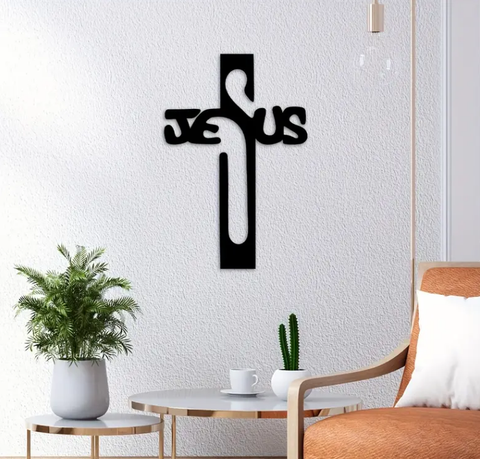 [Màu Đen] Thập tự giá Jesus Kim Loại, Decor rất đẹp