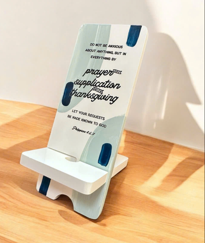 [Faithworks] Giá đỡ điện thoại câu gốc Prayer & Petition With Thanksgiving - 16x7Cm