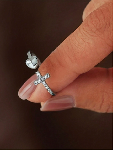 Nhẫn Elegant Love hình thánh giá phong cách có thể điều chỉnh