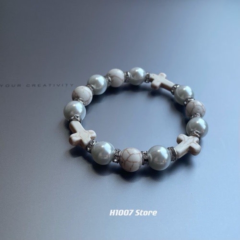 Vòng Đeo Tay Cơ Đốc Thánh Giá phối Chuỗi Hạt Phong Cách