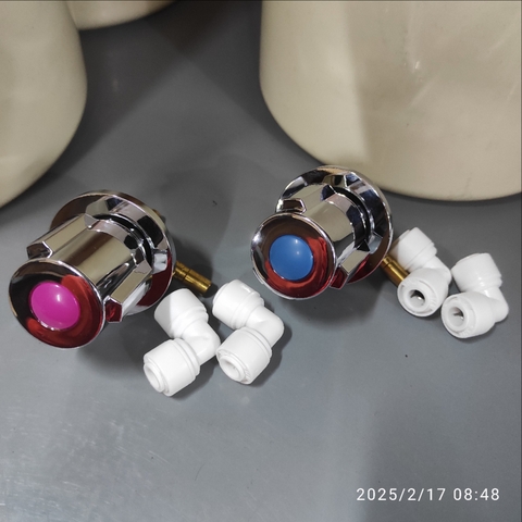 1 Cặp Củ khóa xoay Nóng + Lạnh + 4 cút góc 6-6 dùng cho cây lọc nước nóng lạnh gia đình