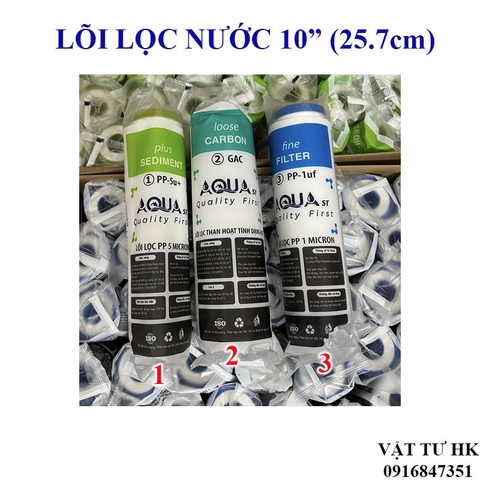 Bộ 3 lõi lọc thô số 123 dùng cho máy lọc nước ro AQUA