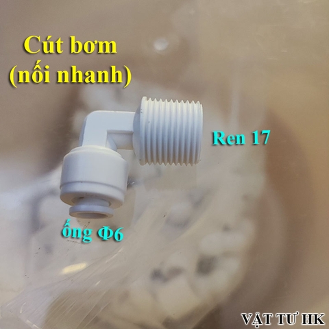 Cút bơm ren 17 ra ống 6mm dùng cho máy lọc nước RO gia đình